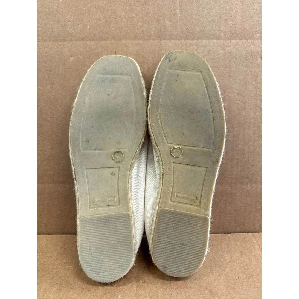 Drake's Ecru Herringbone Cotton Slip On Espadrilles White Mens Size 45 EU